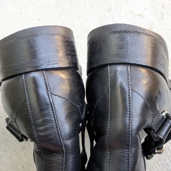 Prada Jodhpur Boots Black Leather 9.5 Buckle Italy Y2K