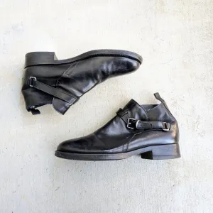 Prada Jodhpur Boots Black Leather 9.5 Buckle Italy Y2K