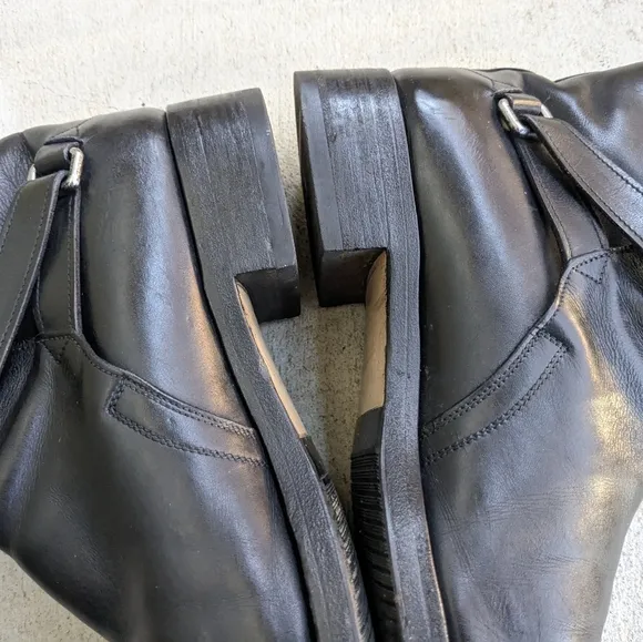 Prada Jodhpur Boots Black Leather 9.5 Buckle Italy Y2K