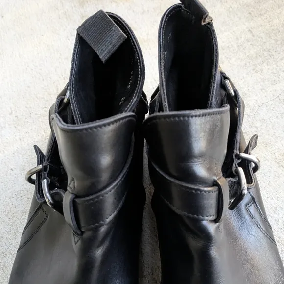 Prada Jodhpur Boots Black Leather 9.5 Buckle Italy Y2K