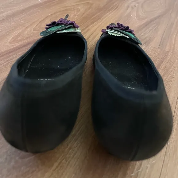 Prada Leather Black Floral Decal Loafers 6.5