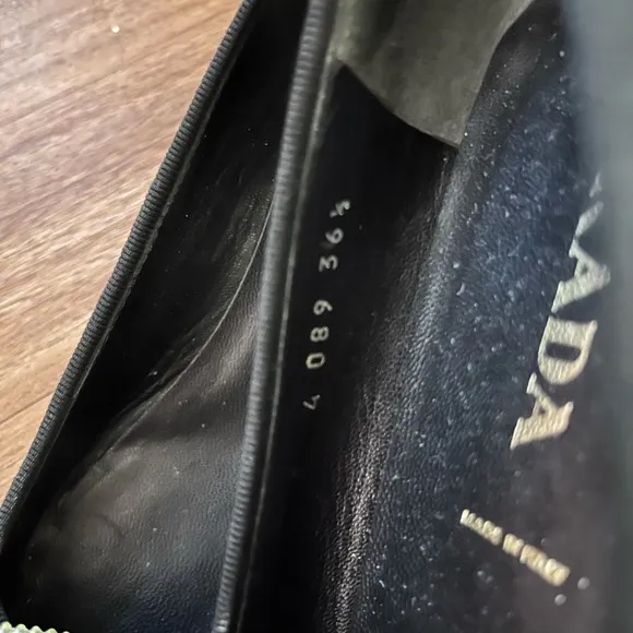 Prada Leather Black Floral Decal Loafers 6.5