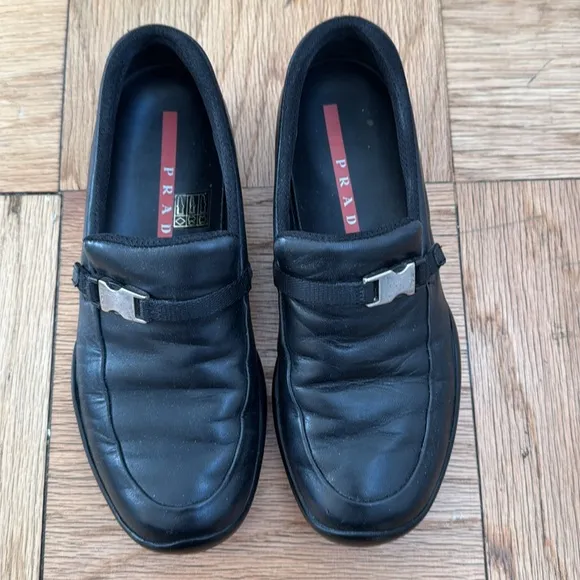 Prada Leather Buckle Vintage Loafers