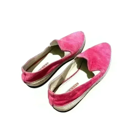 Prada pink/fuchsia suede slip on espadrilles.   3S 5685 F 015 Size 39