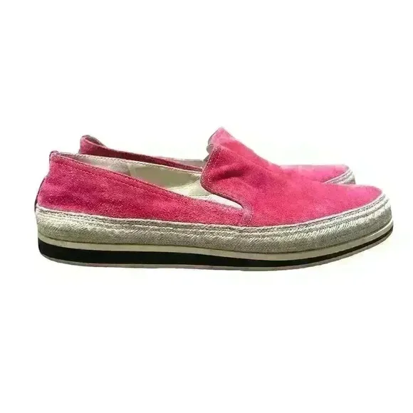 Prada pink/fuchsia suede slip on espadrilles.   3S 5685 F 015 Size 39