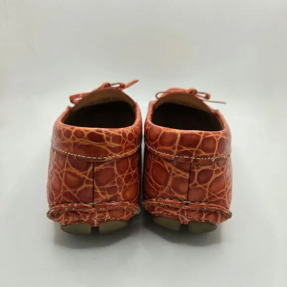 Prada Sunset Orange Crocodile Leather Loafers size 39.5