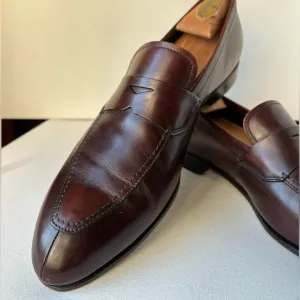 PRADA VTG Classic Milano Italian Brown Leather Penny Loafers 2D1650 Size 10