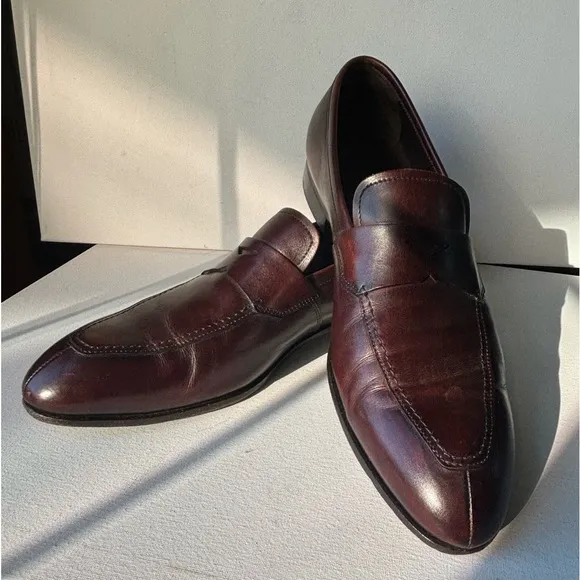 PRADA VTG Classic Milano Italian Brown Leather Penny Loafers 2D1650 Size 10