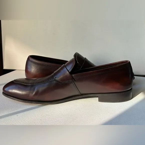 PRADA VTG Classic Milano Italian Brown Leather Penny Loafers 2D1650 Size 10