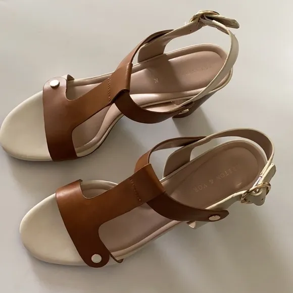 Preston &amp; York Size 9 Women’s Faye Studded Leather T Strap Dress Sandals