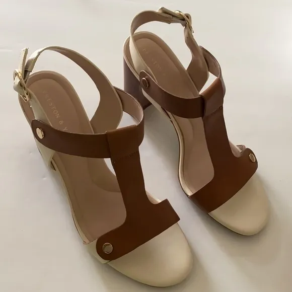 Preston &amp; York Size 9 Women’s Faye Studded Leather T Strap Dress Sandals