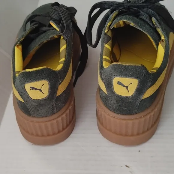 Puma Fenty x Rihanna Green/Gold Suede  Cleated Creeper Sneakers Size 8