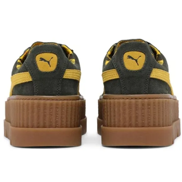 Puma Fenty x Rihanna Green/Gold Suede  Cleated Creeper Sneakers Size 8