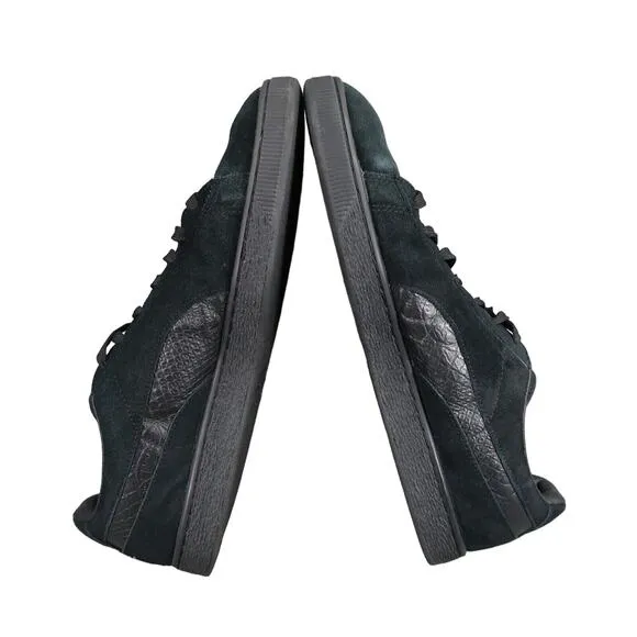 Puma Shoes Mens 13 Sneakers Lifestyle Suede Classic Black Croc Embossed Lace Up