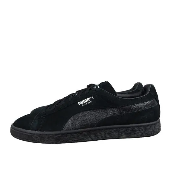 Puma Shoes Mens 13 Sneakers Lifestyle Suede Classic Black Croc Embossed Lace Up
