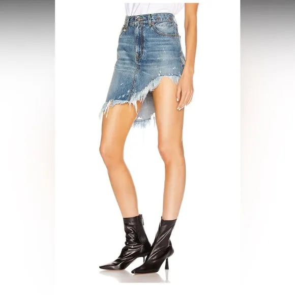 R13 Asymmetrical Distressed Denim Skirt!