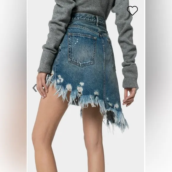 R13 Asymmetrical Distressed Denim Skirt!