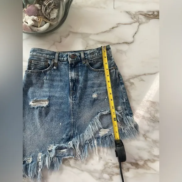 R13 Asymmetrical Distressed Denim Skirt!