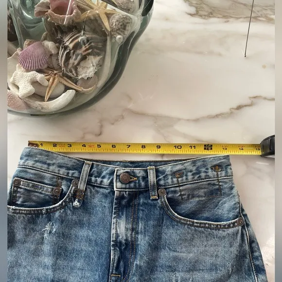 R13 Asymmetrical Distressed Denim Skirt!