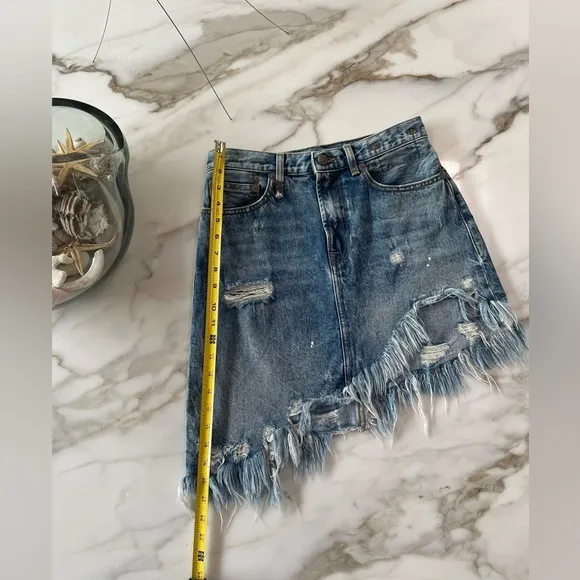 R13 Asymmetrical Distressed Denim Skirt!