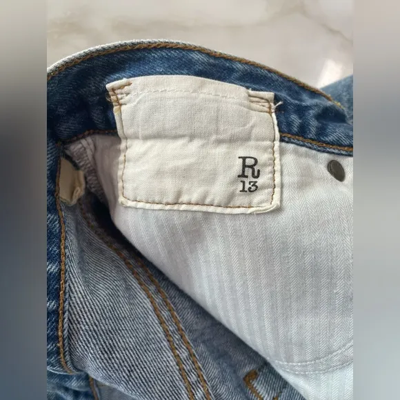 R13 Asymmetrical Distressed Denim Skirt!