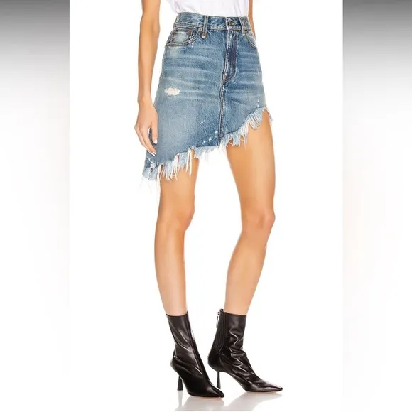 R13 Asymmetrical Distressed Denim Skirt!