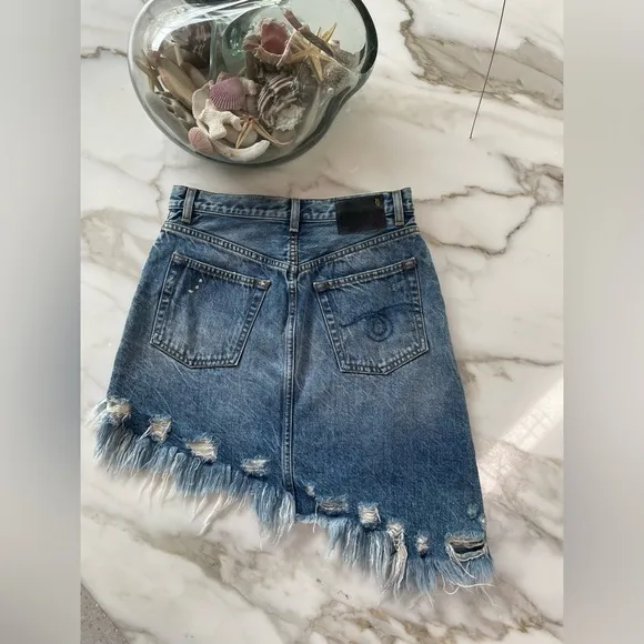 R13 Asymmetrical Distressed Denim Skirt!