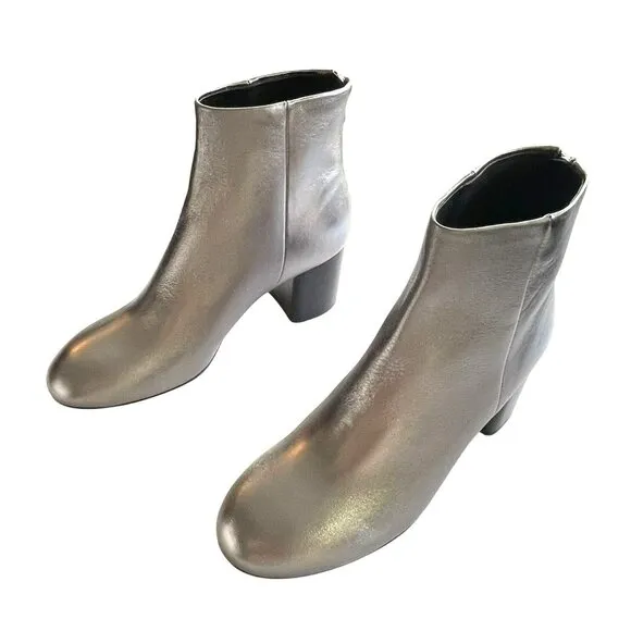 Rag &amp; Bone $525 Drea Gunmetal Leather Ankle Boot Size 38 US 8 NEW