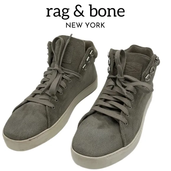 Rag &amp; Bone Kent High Top Sneakers-Light Grey Suede - Size 39/9