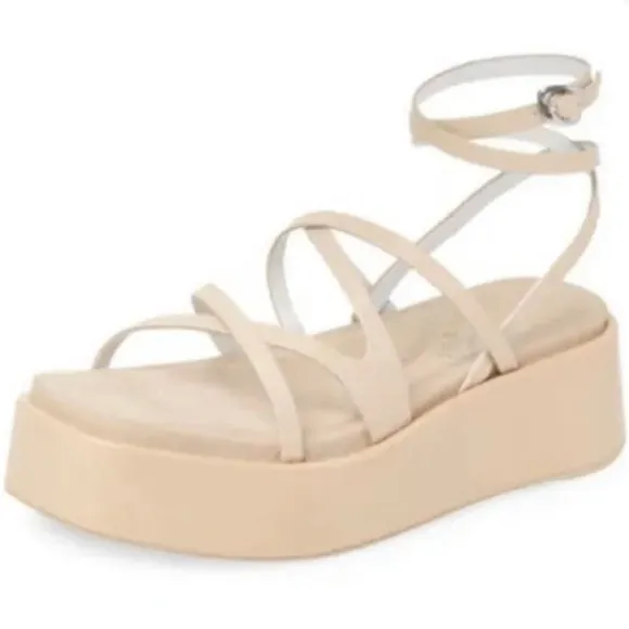 RAG &amp; BONE Logan Strappy Leather Flatform Sandal, Macadamia