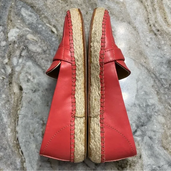 RAG &amp; BONE Orange Pink Leather Slip On Espadrilles Flats
