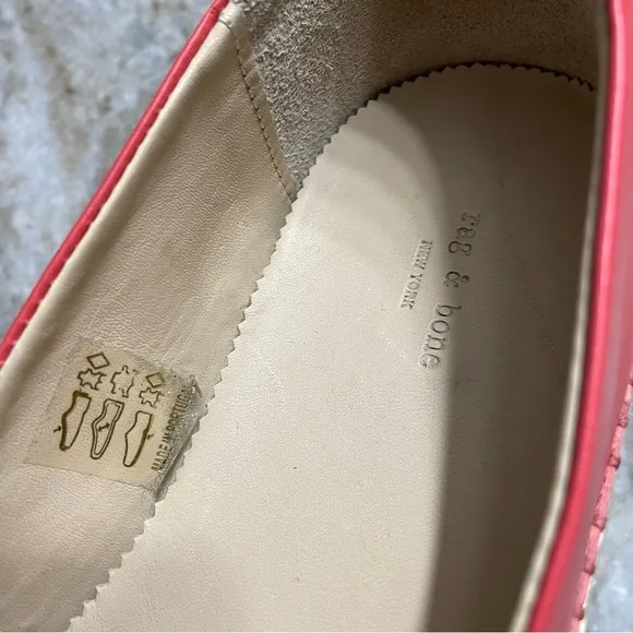 RAG &amp; BONE Orange Pink Leather Slip On Espadrilles Flats