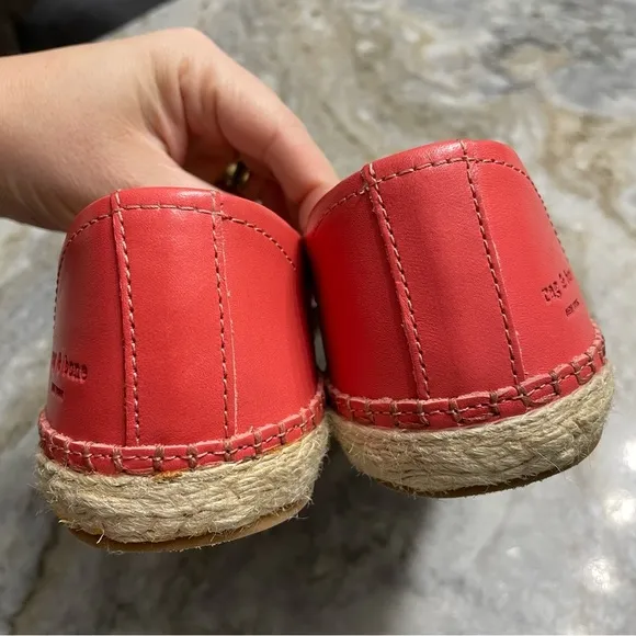 RAG &amp; BONE Orange Pink Leather Slip On Espadrilles Flats
