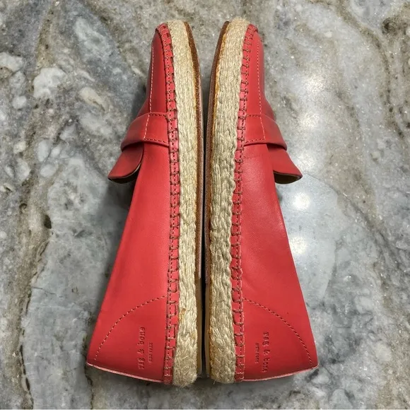 RAG &amp; BONE Orange Pink Leather Slip On Espadrilles Flats