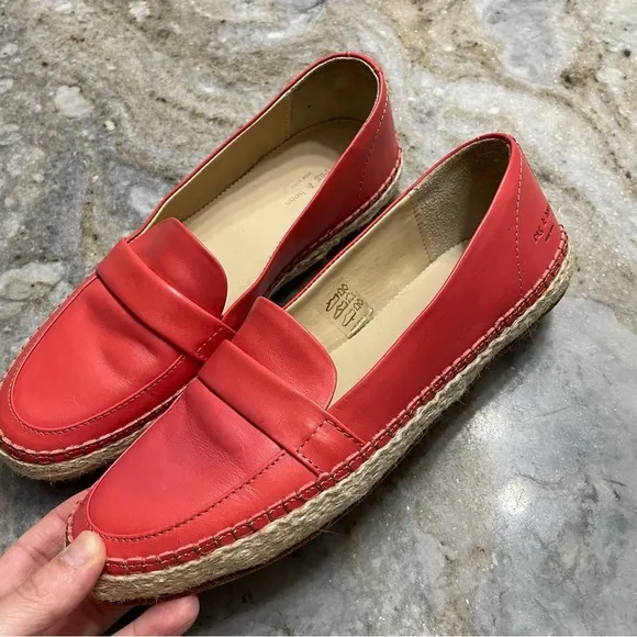RAG &amp; BONE Orange Pink Leather Slip On Espadrilles Flats