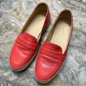 RAG &amp; BONE Orange Pink Leather Slip On Espadrilles Flats