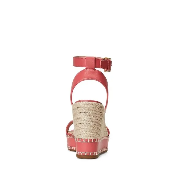 Ralph Lauren Pink Wedge Espadrilles with Ankle Strap