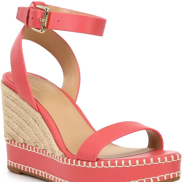 Ralph Lauren Pink Wedge Espadrilles with Ankle Strap