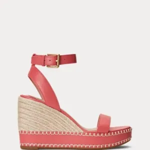 Ralph Lauren Pink Wedge Espadrilles with Ankle Strap