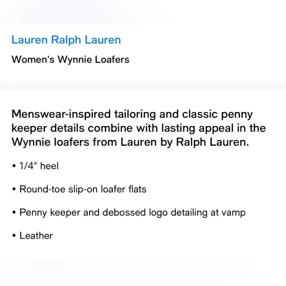 Ralph Lauren Women’s Wynnie Loafers - Black Size 6.5