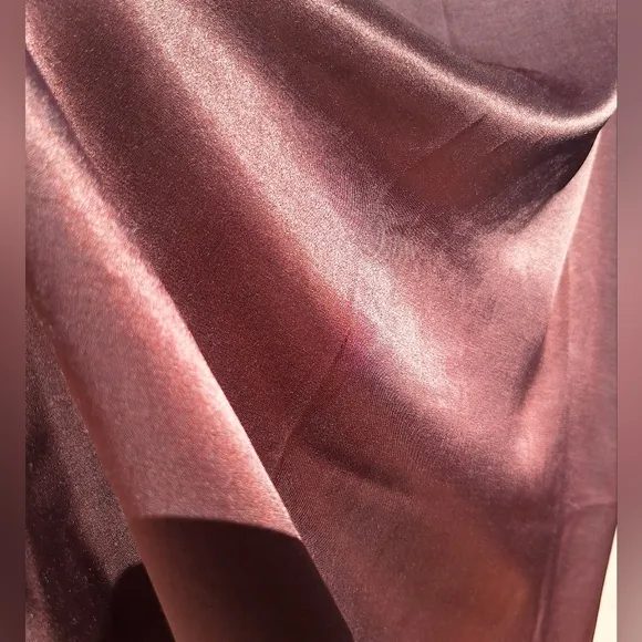 Rampage satin maxi skirt silky bronze charmeuse metallic brown slip column NWT