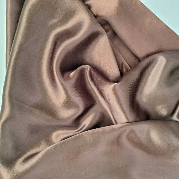 Rampage satin maxi skirt silky bronze charmeuse metallic brown slip column NWT