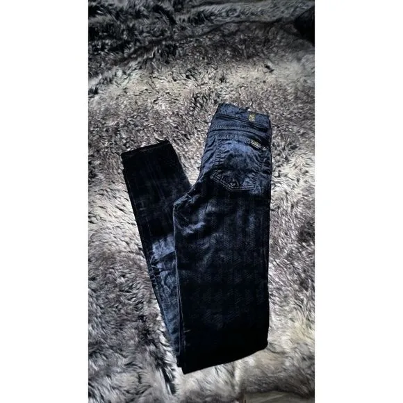 RARE 7 ALL MANKIND womens VELVET JEANS The Skinny Velvet Twilight' Size 26