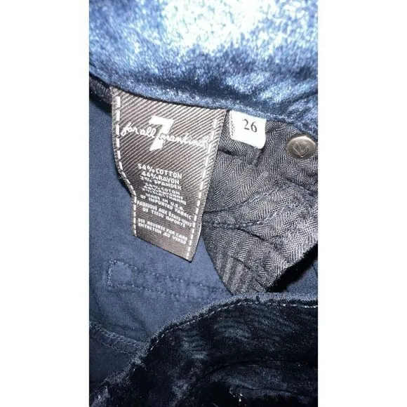 RARE 7 ALL MANKIND womens VELVET JEANS The Skinny Velvet Twilight' Size 26