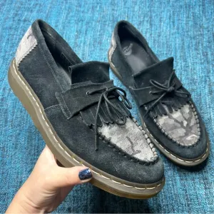 RARE Dr. Martens Dreyton Camo Suede Leather Loafers in Black Grey