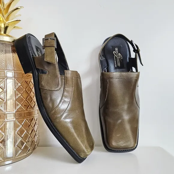 Rare Giorgio Brutini Private Collection Men's 12M Square Toe Slingback Sandals