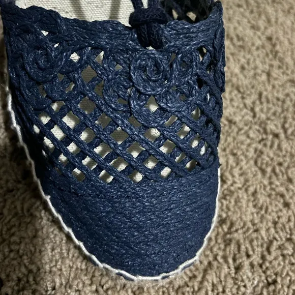 RARE 🌊☀️Sezane Carmen Espadrilles Blue and Tan with Woven Sole