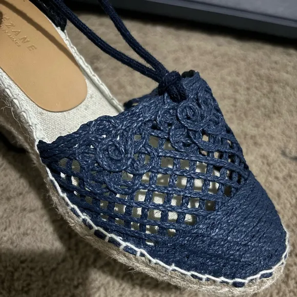 RARE 🌊☀️Sezane Carmen Espadrilles Blue and Tan with Woven Sole