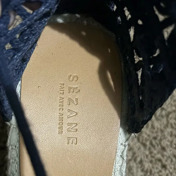 RARE 🌊☀️Sezane Carmen Espadrilles Blue and Tan with Woven Sole
