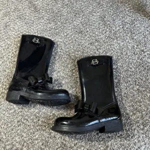 RED VALENTINO BLACK BOW MID-CALF RUBBER RAIN BOOTS SIZE 36 US 6